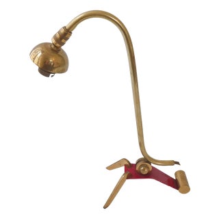 Vintage Adjustable Table Lamp in Brass and Steel, 1950s For Sale