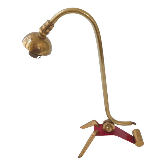 Vintage Adjustable Table Lamp in Brass and Steel, 1950s For Sale
