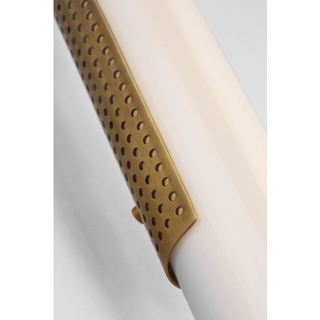 Modern Kelly Wearstler for Visual Comfort Signature Precision 28" Bath Light in Antique-Burnished Brass with White Glass For Sale - Image 3 of 4