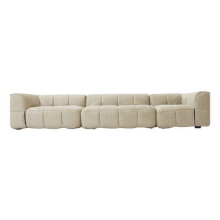 Vintage Modular Strips Sofa in Beige Velvet by Cini Boeri for Arflex, 1970s, Set of 3 For Sale