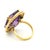 1980s Italian 14k Gold Emerald-Cut Amethyst & Diamond Cocktail Ring, Circa 1980, Size 7.25 For Sale - Image 5 of 14