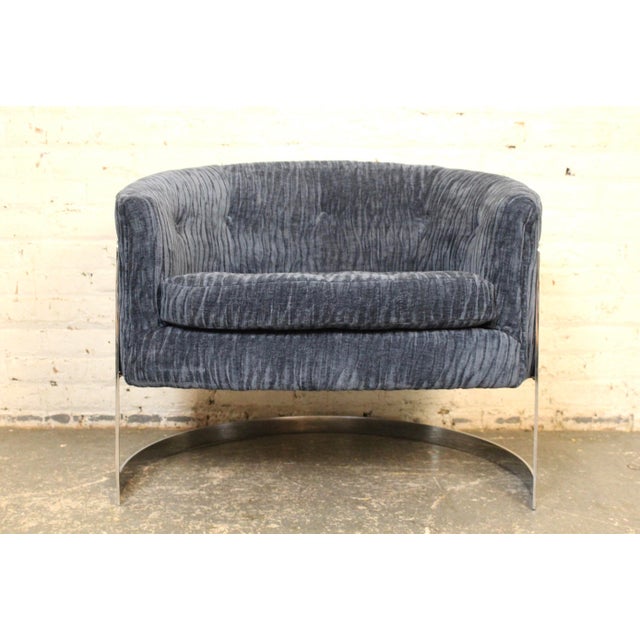 Mid 20th Century Pair of Mid-Century Chrome Tub Lounge Chairs Attributed to Milo Baughman For Sale - Image 5 of 18