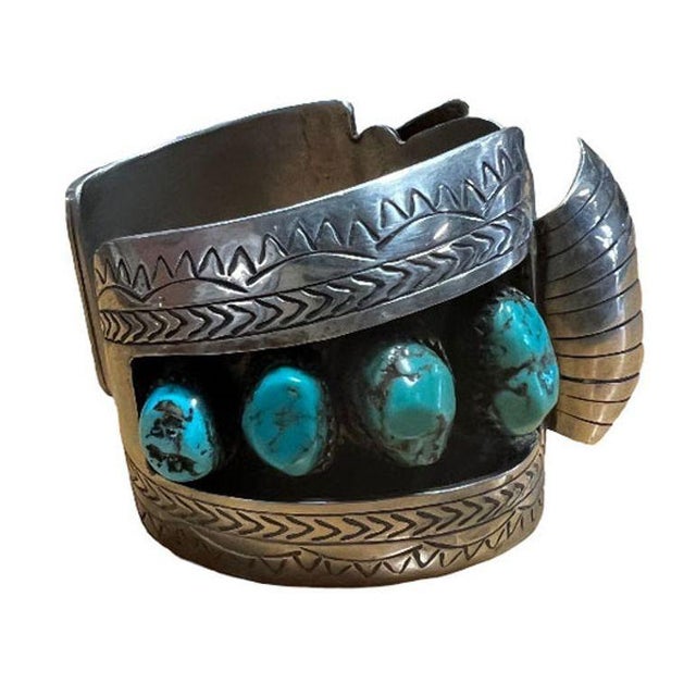 Navajo silversmith watchband/cuff styled after the work made by Hyson Craig, this classic combination of heavy silver and...