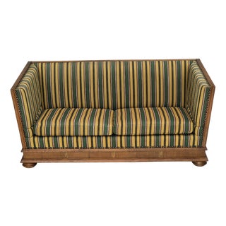 Danish Drop Arm Sofa in Wool & Oak Wood, 1960s For Sale