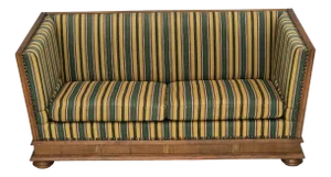 Danish Drop Arm Sofa in Wool & Oak Wood, 1960s