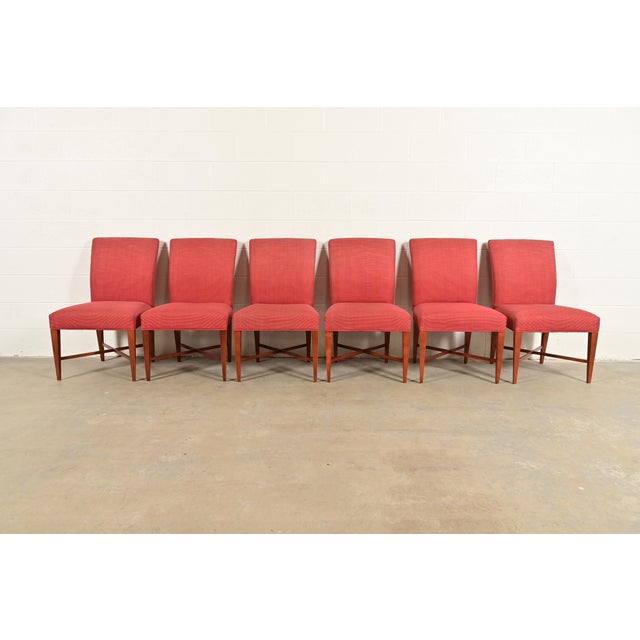 An exceptional set of six modern Regency or Art Deco style dining chairs By Michael Vanderbyl for Baker Furniture,...
