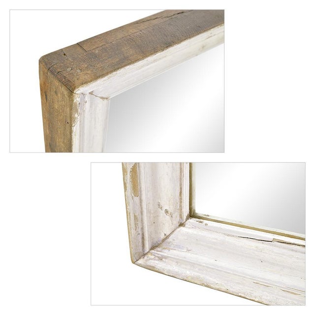 Antique Solid Wood Mirror with White Patina For Sale - Image 4 of 5