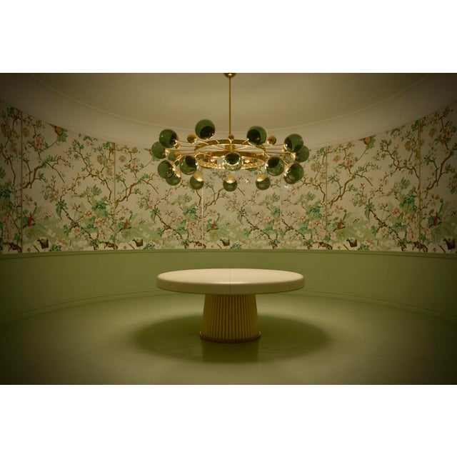 Gold Art Deco Style Green Murano Glass and Brass Sputnik Chandelier, 2000 For Sale - Image 8 of 11