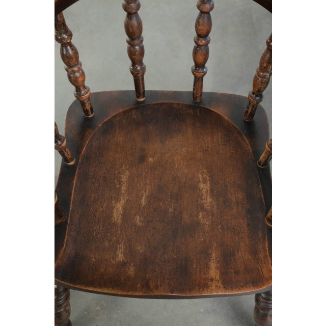 Wood Antique Late 19th Century English Wooden Captain Chairs, Set of 4 For Sale - Image 7 of 18