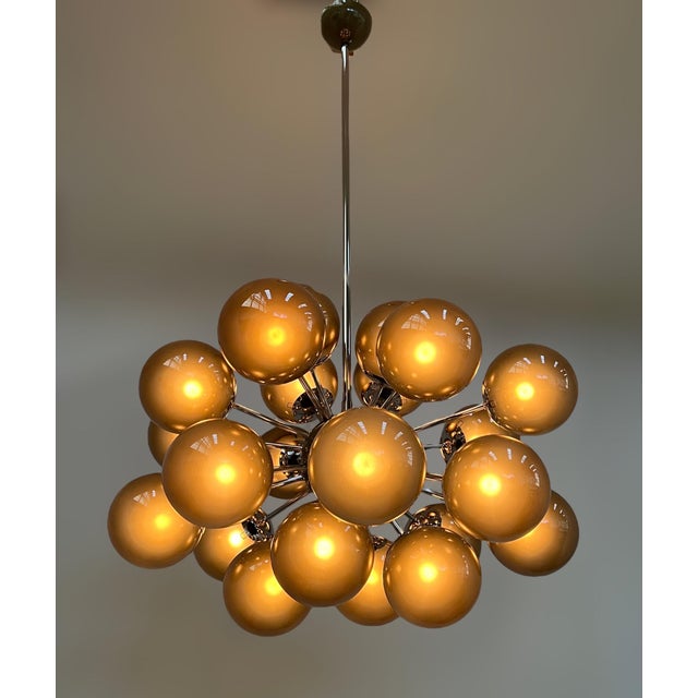 21st Century Ovale Polished Nickel Frosted Smoky Murano Sputnik Chandelier by Fabio LTD For Sale - Image 6 of 8