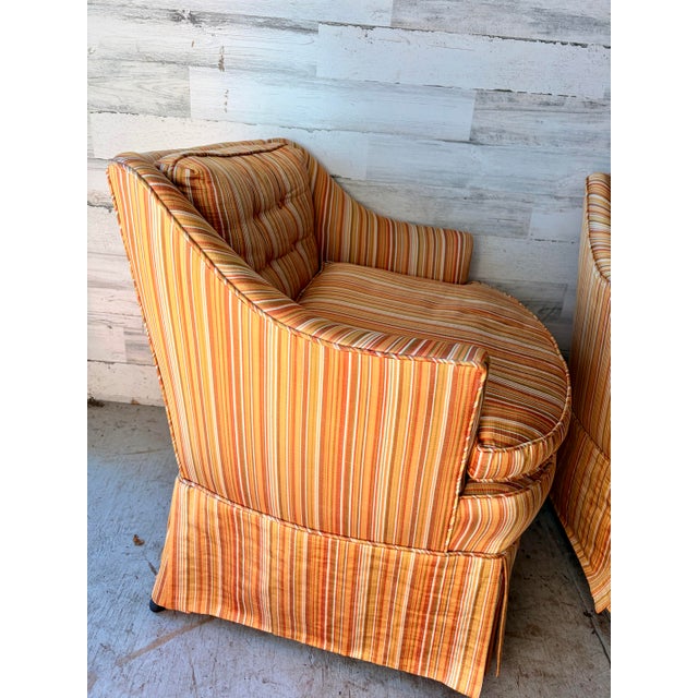 Vintage Mid Century Modern Stripe Arm Chairs For Sale - Image 9 of 9