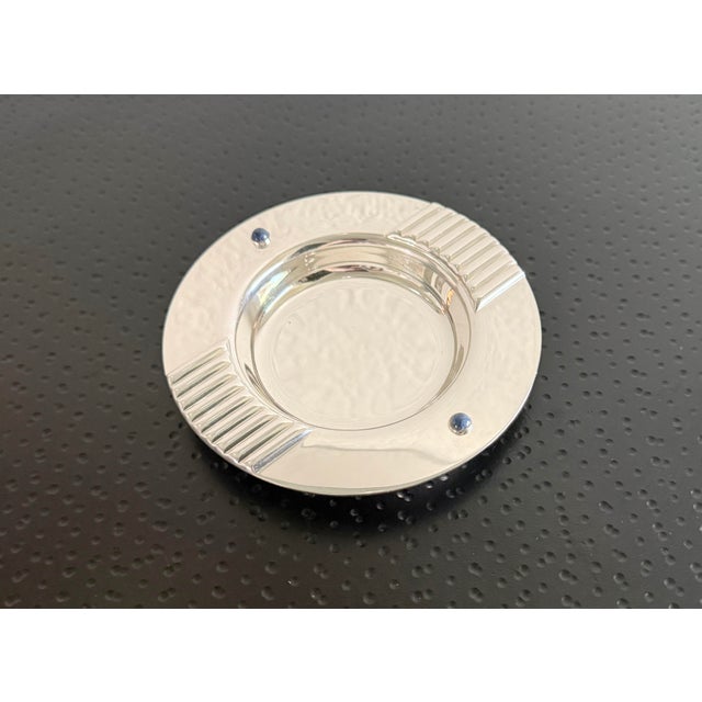 Cartier Cartier Silver-Plated Ashtray With Lapis Lazuli Cabochon Accents For Sale - Image 4 of 11