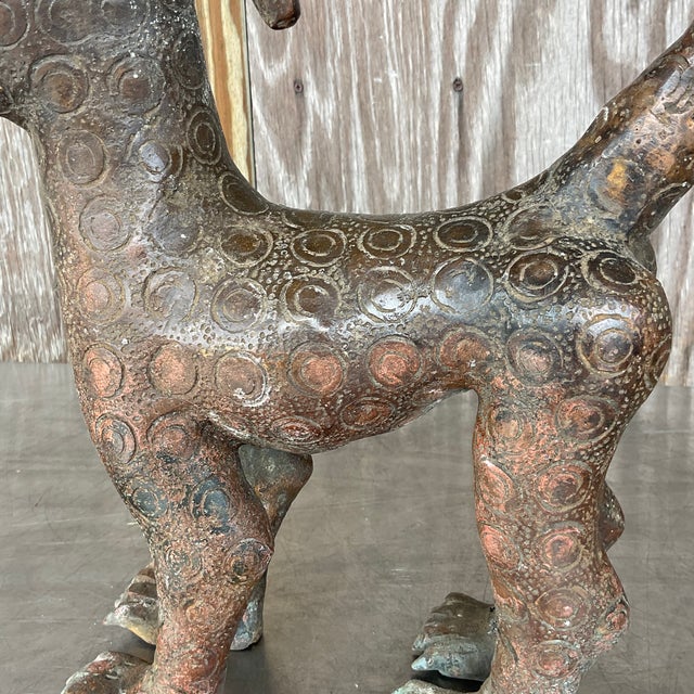 Vintage Boho Hammered Iron Cat For Sale - Image 4 of 4
