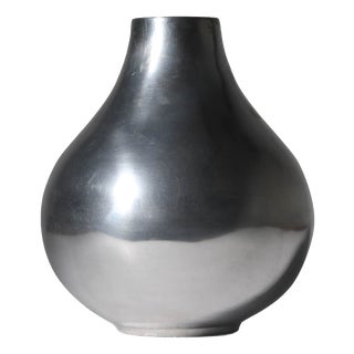 Polished Aluminum Bulbous Vase, 1980 For Sale