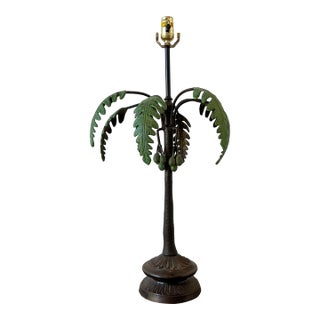 Vintage Bronze Palm Tree Lamp For Sale