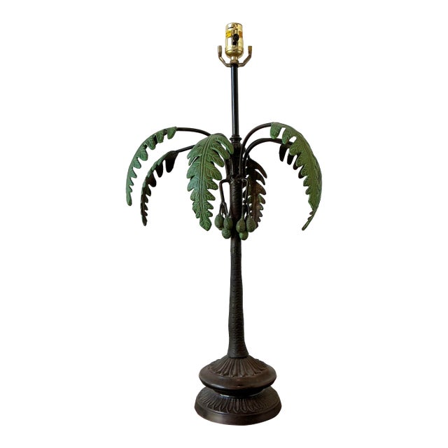 Vintage Bronze Palm Tree Lamp For Sale