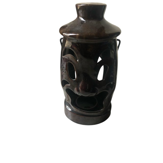 1960s Drip Glazed Criterion Collections Japan Tiki Teacup Candle Holder For Sale - Image 4 of 12