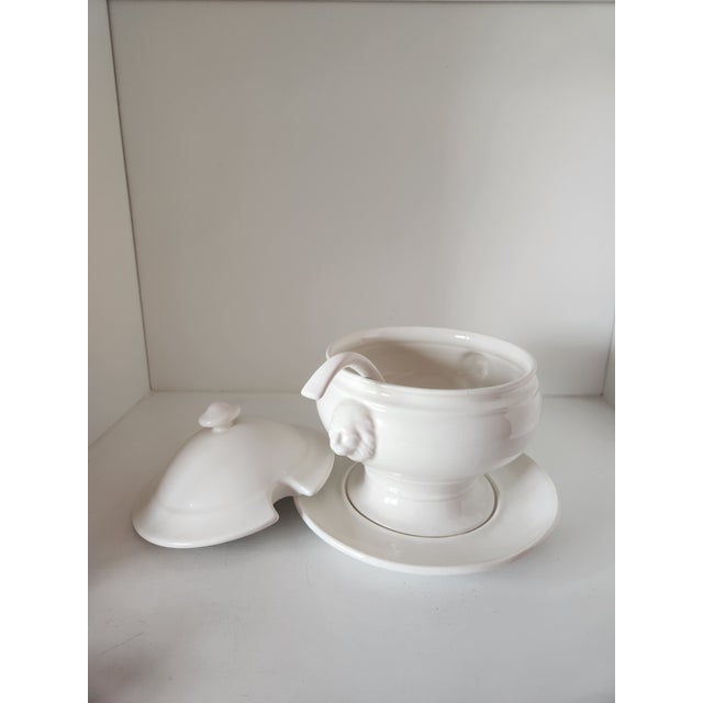 French Country California Pottery Lion Head Soup Tureen 1950's For Sale - Image 3 of 10