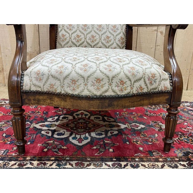 Beige Antique Voltaire Armchair in Walnut, 1800s For Sale - Image 8 of 12