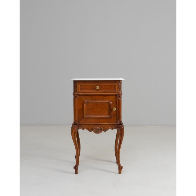 French 19th Century French Louis XV Bedside Table With Marble Top For Sale - Image 3 of 18