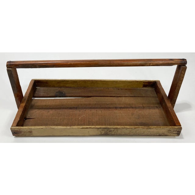 Antique rustic handmade handled berry basket tray. Fabulous patina. Low sides make this a wonderful option for a serving...