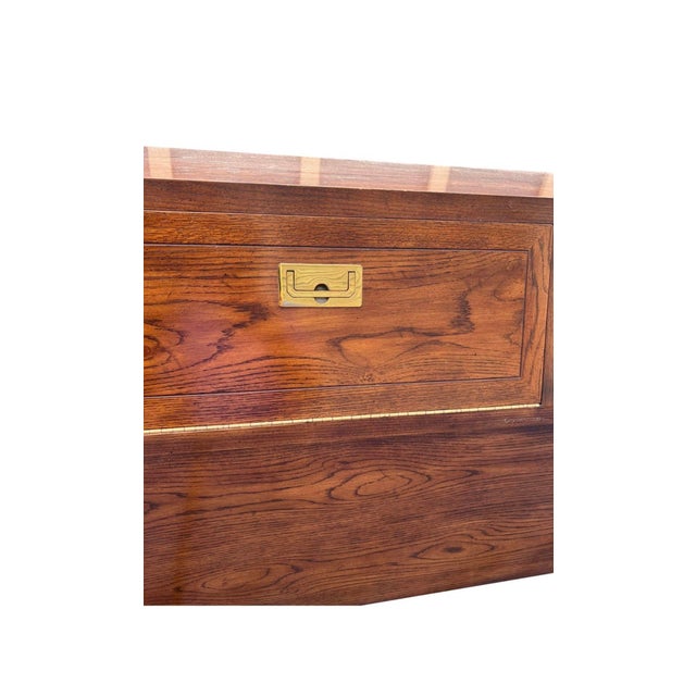 Henredon Vintage Hendredon King Headboard With Storage in Campaign Style For Sale - Image 4 of 12