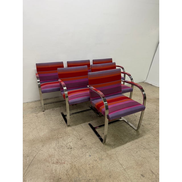 Mid-Century Modern Mies Van Der Rohe Brno Dining Arm Chairs for Treitel Gratz - Set of Six For Sale - Image 3 of 14