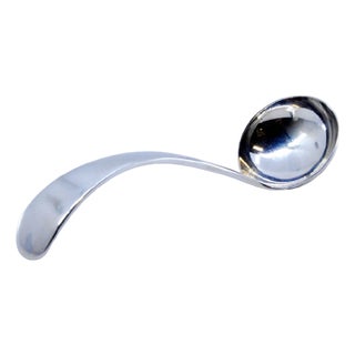 William IV Silver Mustard Spoon with Curved Handle by Martin Hall For Sale