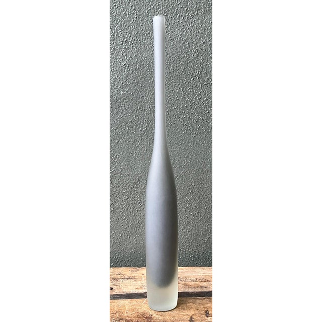This elegant vintage frosted glass vase embodies the refined simplicity and sculptural sensibility associated with mid-...
