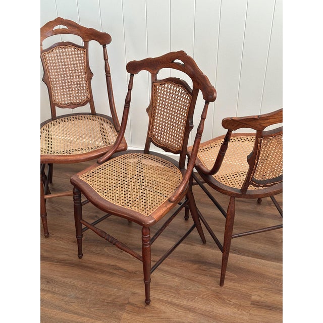 Victorian Era Antique Cane & Wood Dining Chairs, Set of 4 For Sale - Image 18 of 18