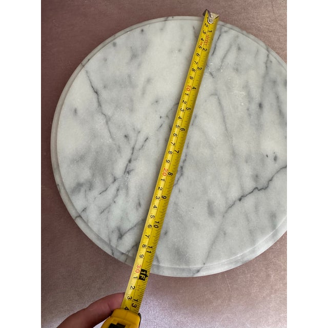 Stone Round White Marble Lazy Susan/Serving Tray For Sale - Image 7 of 9