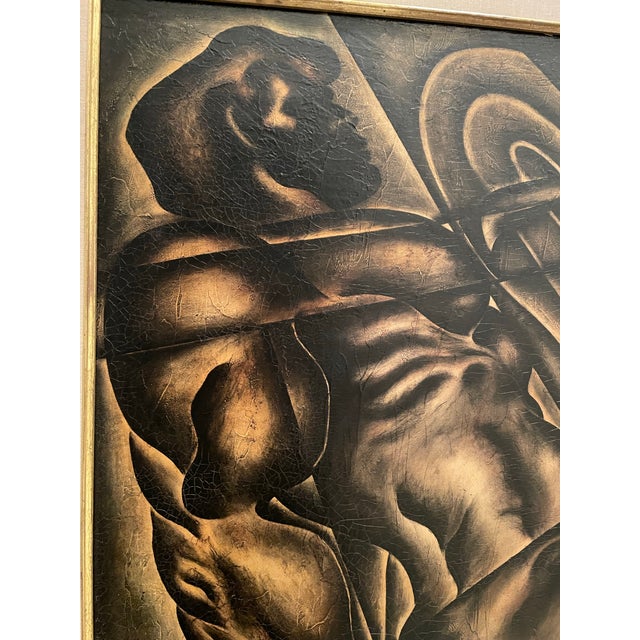 Mid-Century Modern 1960s Modernist Figurative Painting “Prometheus” by Solomon – Bronze Tonal Study For Sale - Image 3 of 11