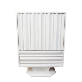 Vintage White Lacquered Wood Sculptural Cabinet, Dresser or Dry Bar, 1970's For Sale