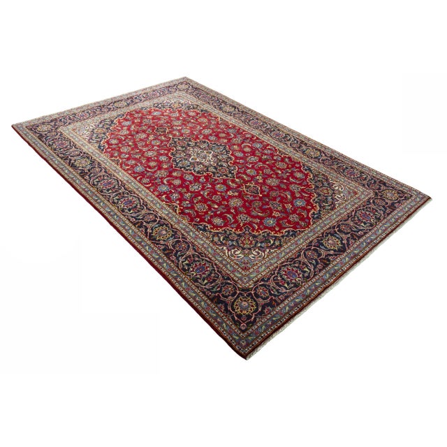 Mid-Century Modern Hand-Knotted Mashhad Rug with Medallion and Floral Decor For Sale - Image 3 of 13