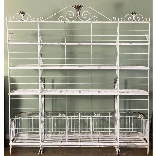 Large French Boulangerie or Baker's Rack of Wrought Iron, Brass, and Nickel For Sale - Image 12 of 13