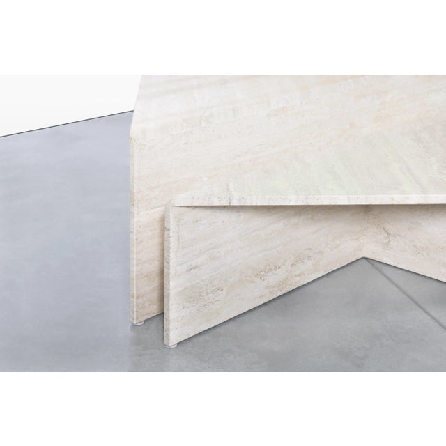 Vintage Italian Modern Two-Piece Travertine Coffee Table by Up & Up, 1970s For Sale - Image 9 of 12