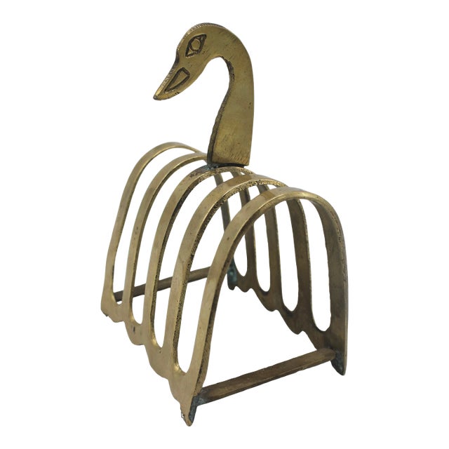 Vintage English Traditional Brass Duck Letter Rack For Sale