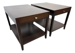 Contemporary Mahogany End Tables, Pair