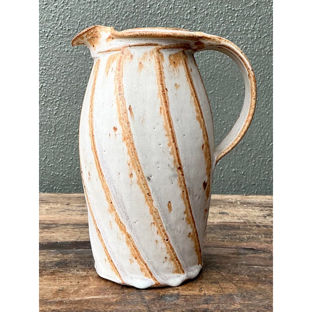 Vintage Original Studio Pottery Swirl Vase For Sale - Image 4 of 12