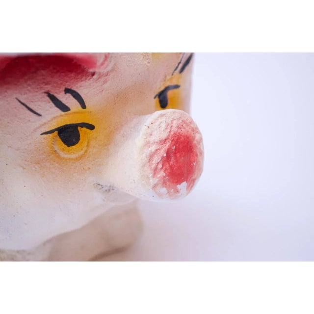 Pink Mid-Century American Painted Chalkware Pig For Sale - Image 8 of 13