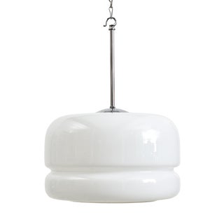 Large Opaline Pendant Light, 1950s For Sale