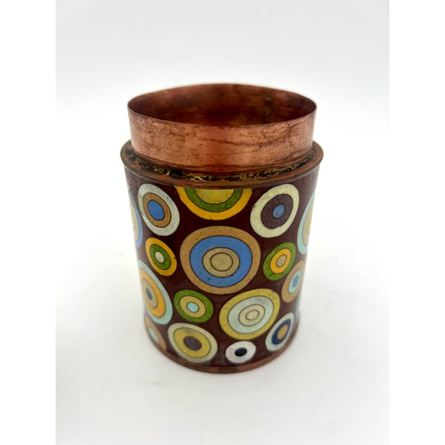 Geometric Cloisonne Enamel Lidded Jar Tea Pot by Fabienne Jouvin, France, 1980s For Sale - Image 4 of 7