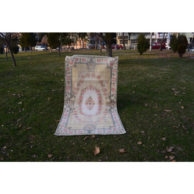 Mid-Century Modern Hand Knotted Wool Turkish Sparta Rug 3'9" X 6'11" For Sale - Image 3 of 12