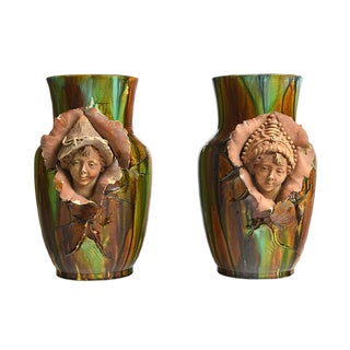 Ceramic and Sculpted Clay Vases, Set of 2 For Sale