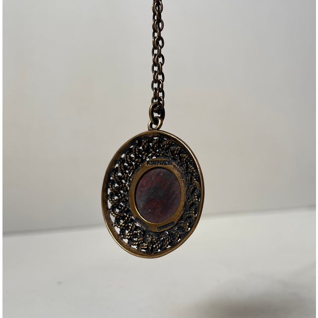 1960s Bronze Shield Pendant Necklace with Blood Jasper from Pentti Sarpaneva, 1960s For Sale - Image 5 of 9