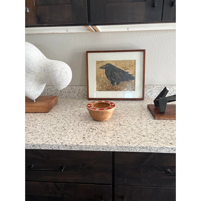 Wood Bowl Hand Carved One-of-a-Kind Trimmed With Antler Horn Slices For Sale - Image 10 of 11