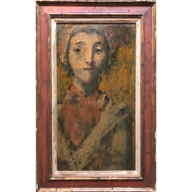 Late 20th Century David Aronson, Modernist Encaustic Painting Portrait Boston Expressionist For Sale - Image 5 of 7