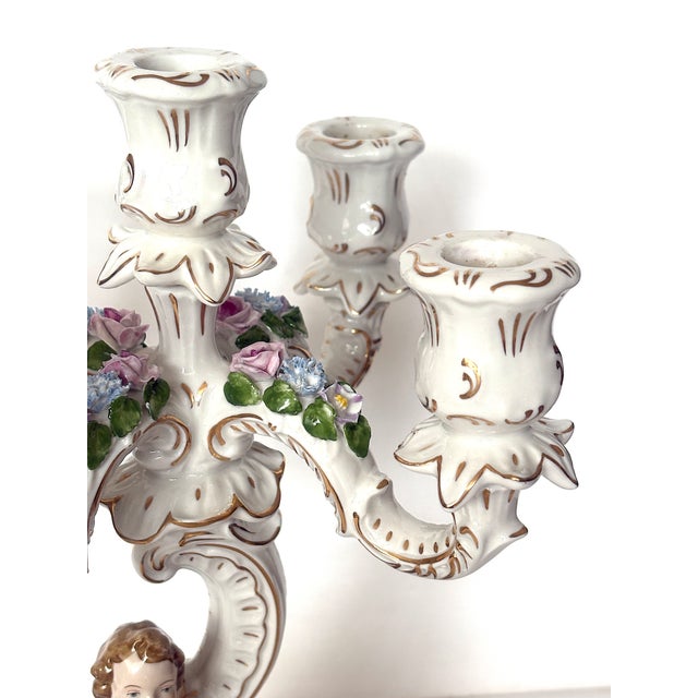 Vintage Porcelain Five-Light Candlestick, 1920s For Sale - Image 6 of 12