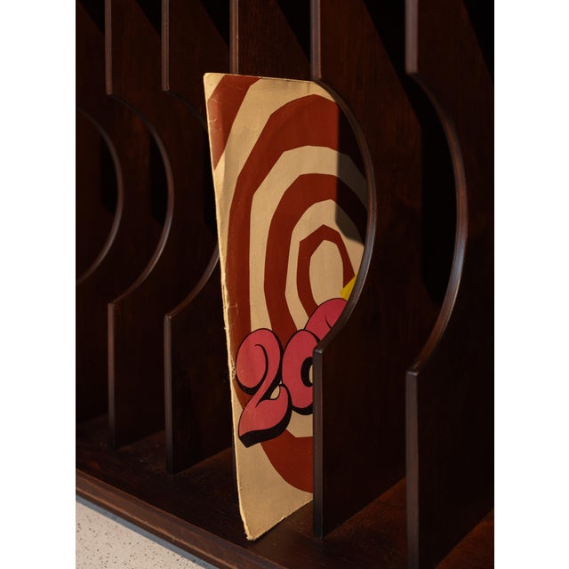 Mid-Century Modern Small Wooden Vinyl Shelf For Sale - Image 3 of 7