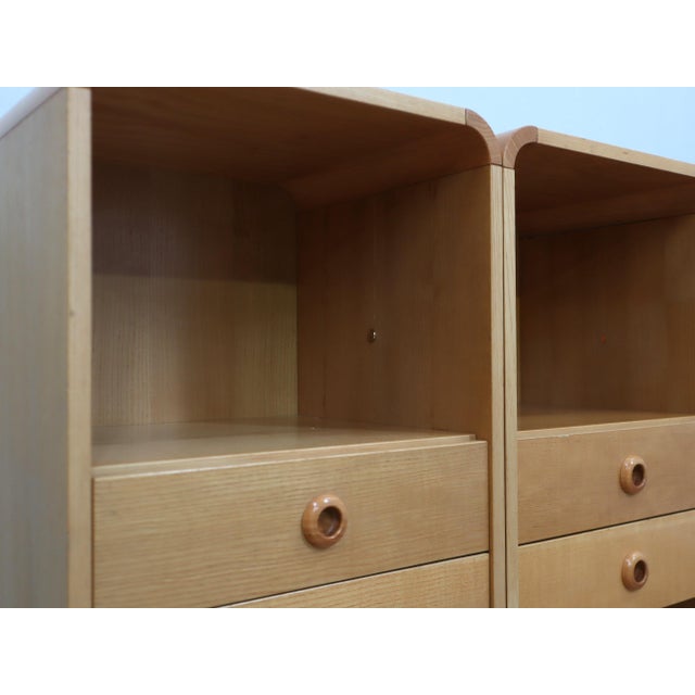 Tall Vintage Birch Wood Bedside Tables, 1970s, Set of 2 For Sale - Image 10 of 17